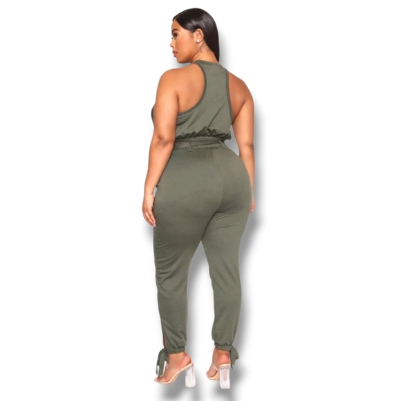 NWT Fashion Nova Rest & Play Olive Green Pants, Size Medium - Picture 3 of 6